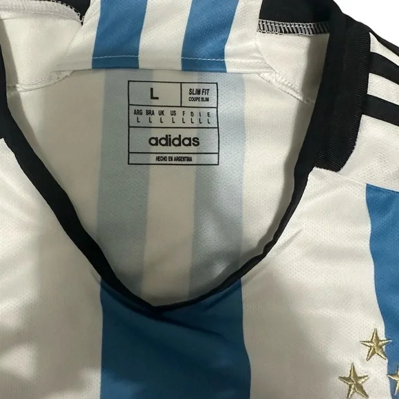 Adidas Messi #10 Argentina Blue and White Striped Soccer Jersey - Picture 3 of 9